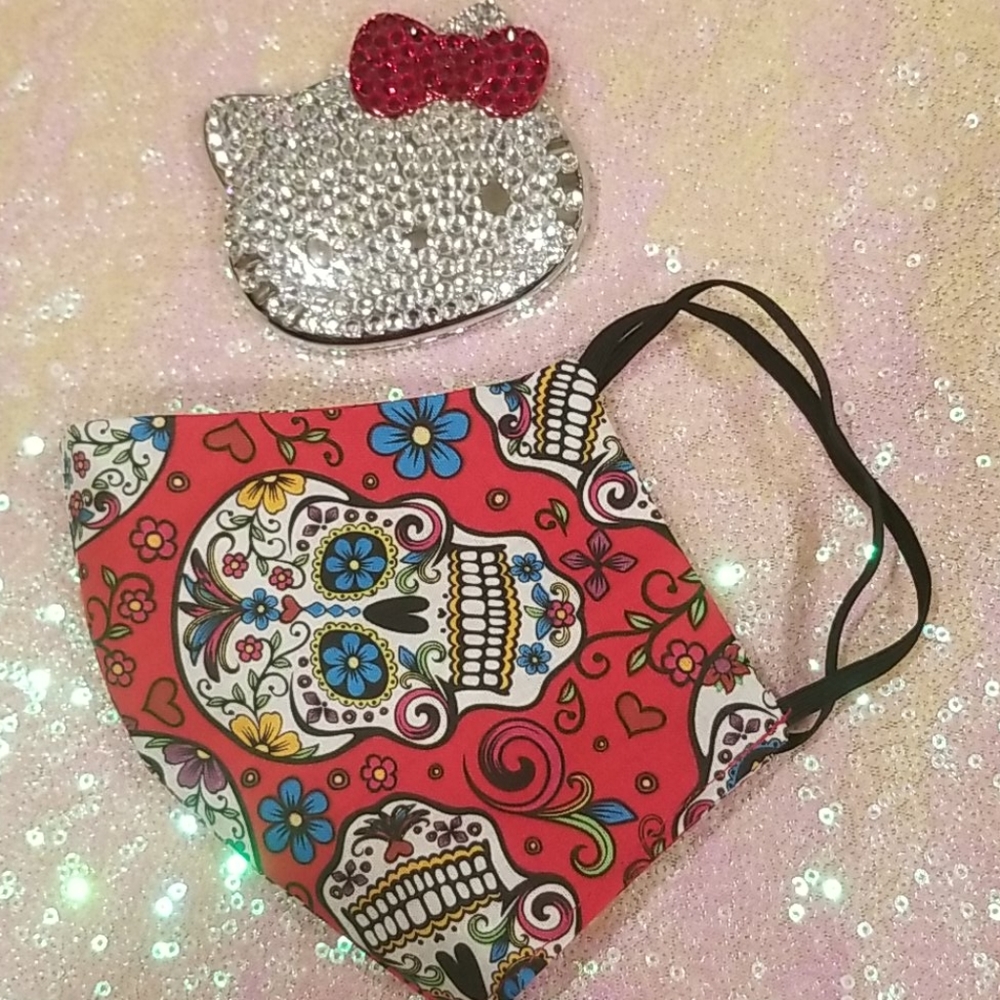 💖SALE💖Folklorical "Sugar Skulls" Reversible Mask - Picture 4 of 5